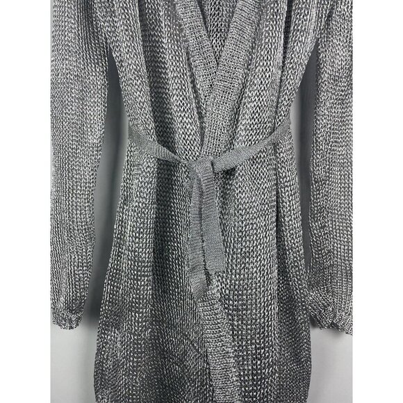 Meshki SilverShimmer Catalina Longline Knit Metallic Carigan Swim Coverup Size L - Picture 2 of 9